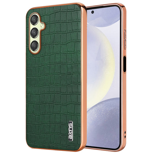AZNS For Samsung Galaxy A16 5G / A16 4G Case Electroplating Crocodile Texture PU+TPU Phone Cover - Green