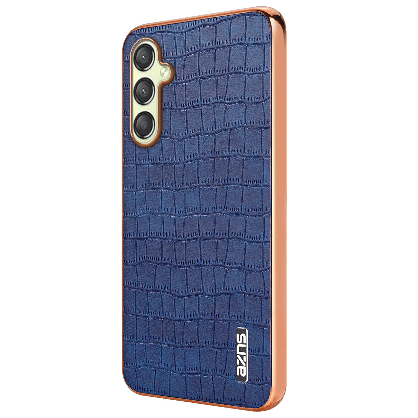 AZNS For Samsung Galaxy A16 5G / A16 4G Case Electroplating Crocodile Texture PU+TPU Phone Cover - Blue