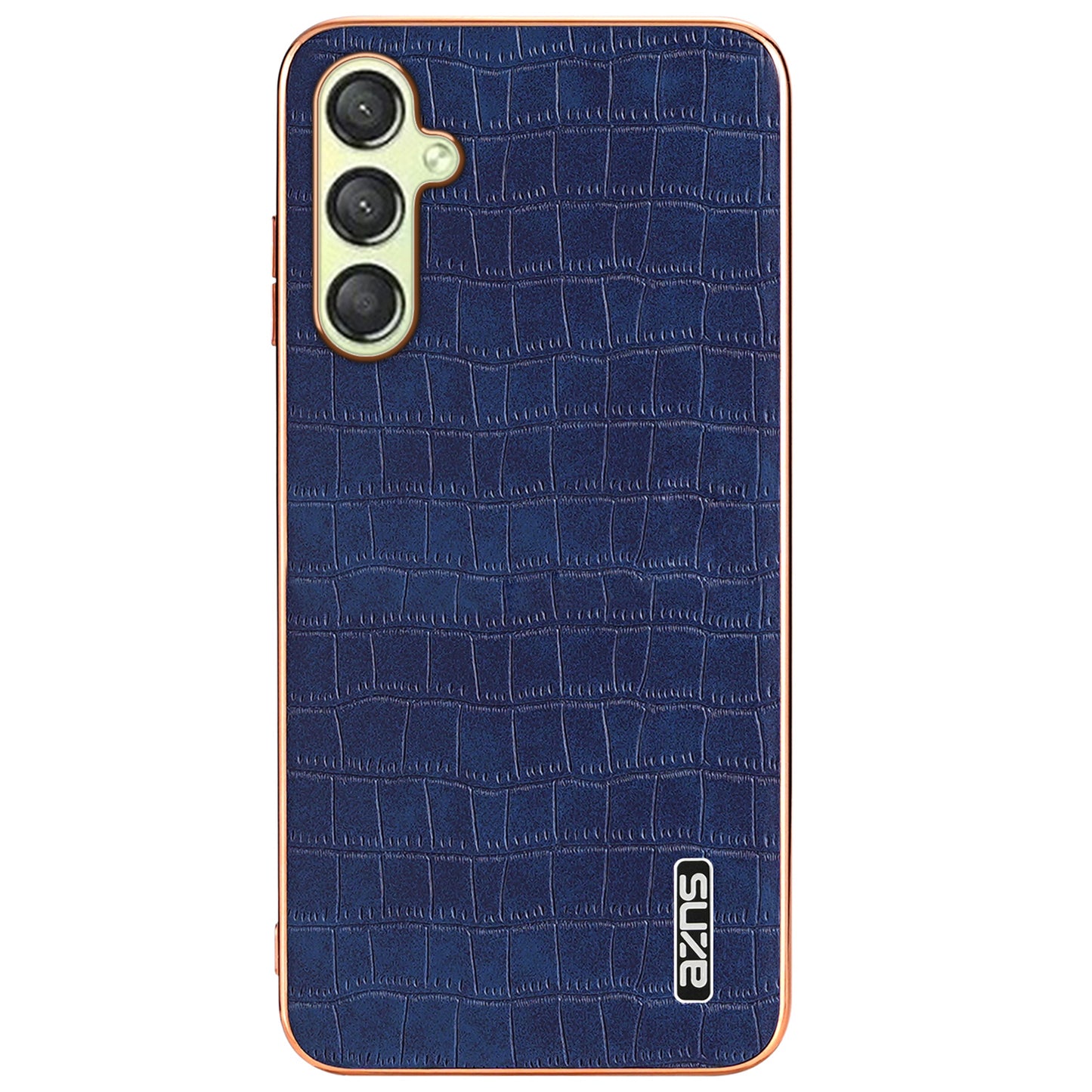 AZNS For Samsung Galaxy A16 5G / A16 4G Case Electroplating Crocodile Texture PU+TPU Phone Cover - Blue