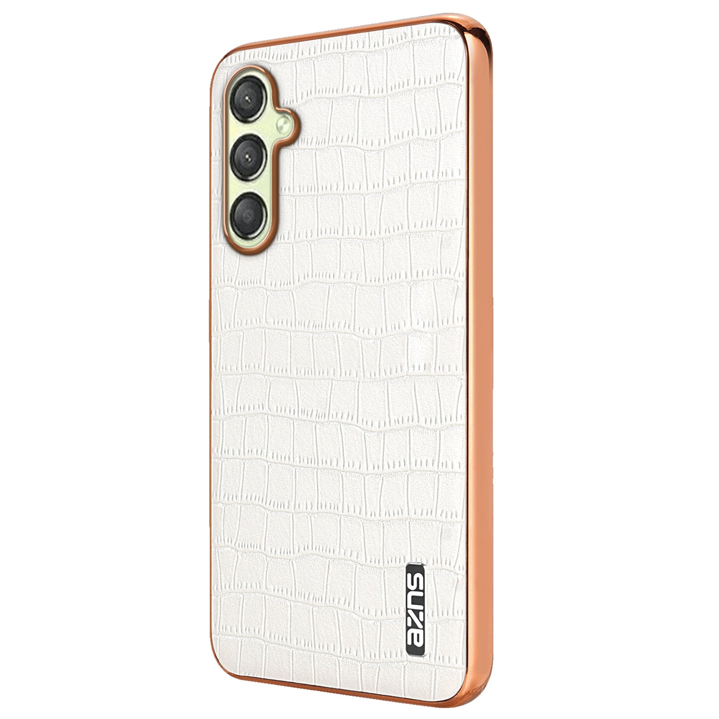 AZNS For Samsung Galaxy A16 5G / A16 4G Case Electroplating Crocodile Texture PU+TPU Phone Cover - White
