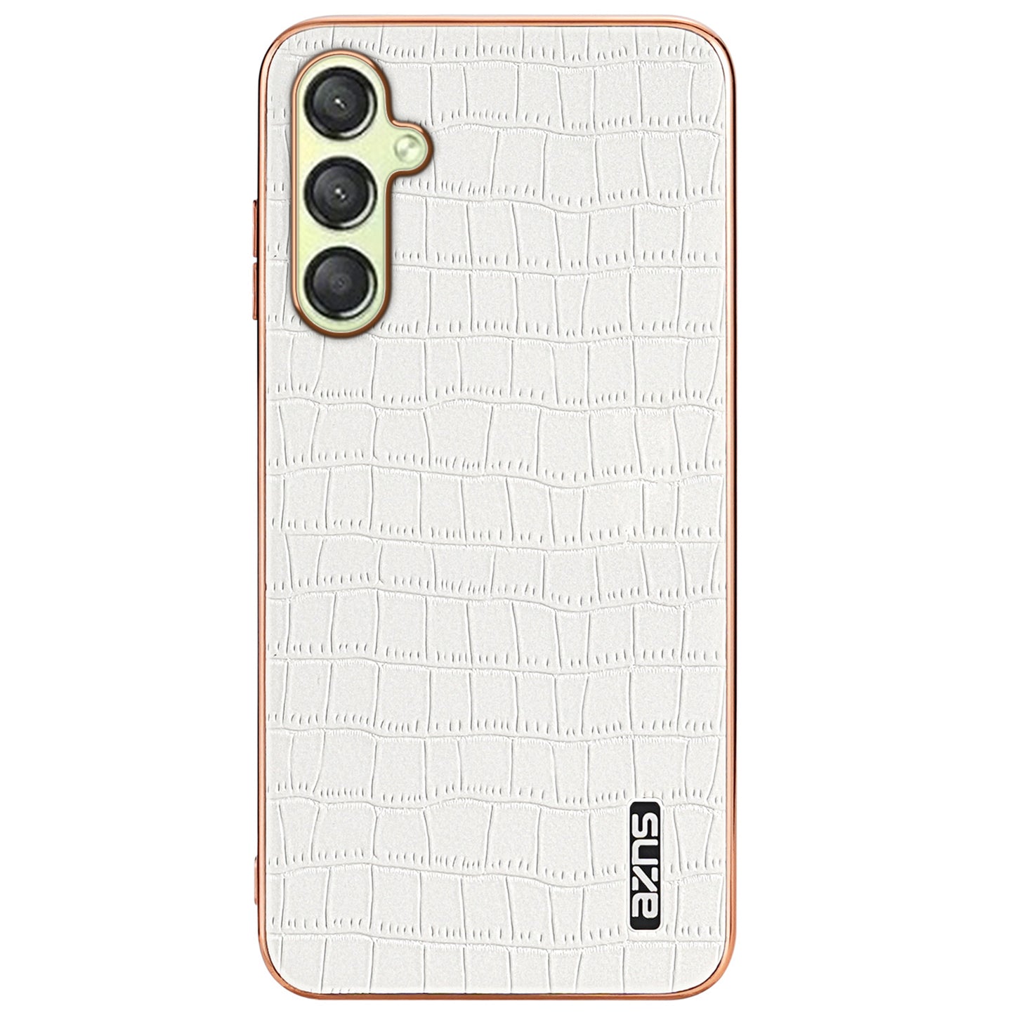 AZNS For Samsung Galaxy A16 5G / A16 4G Case Electroplating Crocodile Texture PU+TPU Phone Cover - White
