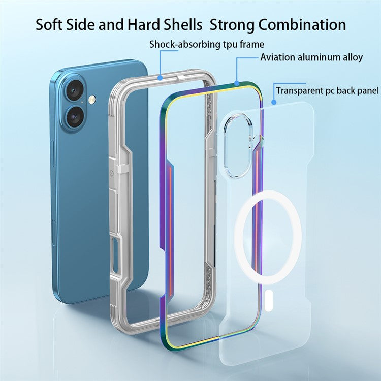 Thunder 1 Series For iPhone 16 Case Compatible with MagSafe PC+TPU Clear Back Cover - Green