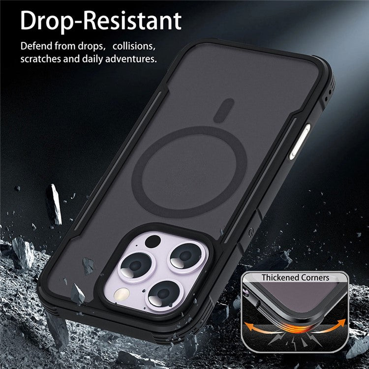 Thunder 3 Series For iPhone 16 Pro Case Compatible with MagSafe Skin-touch PC+TPU Phone Cover - Green