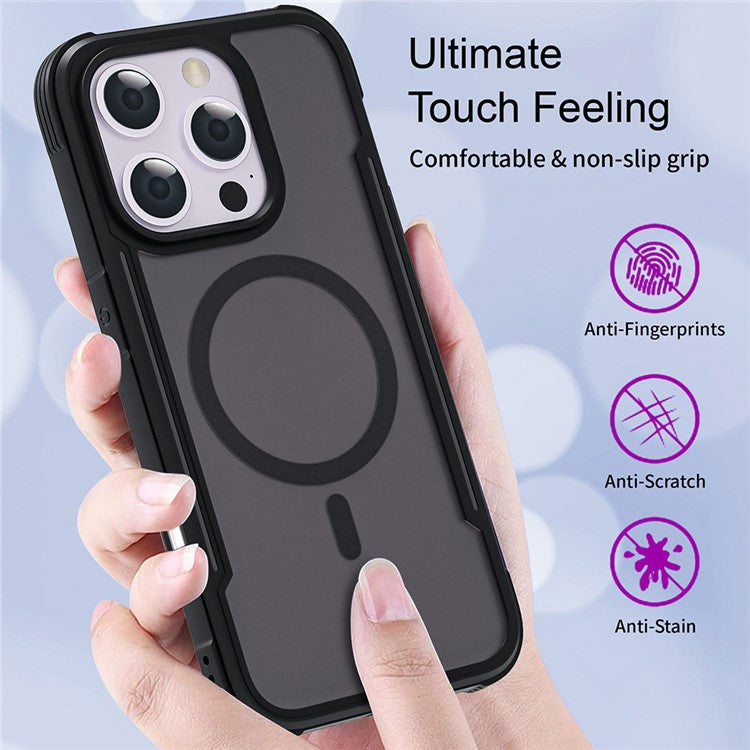 Thunder 3 Series For iPhone 16 Pro Case Compatible with MagSafe Skin-touch PC+TPU Phone Cover - Green