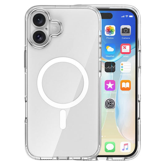 For iPhone 16 Plus Case Compatible with MagSafe Airbag Design PC+TPU Clear Phone Cover