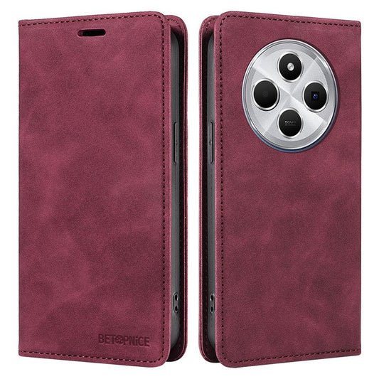 BETOPNICE 003 For Xiaomi Poco C75 4G / Redmi 14R 5G / 14C 4G Wallet Case Leather Phone Cover with Stand - Red