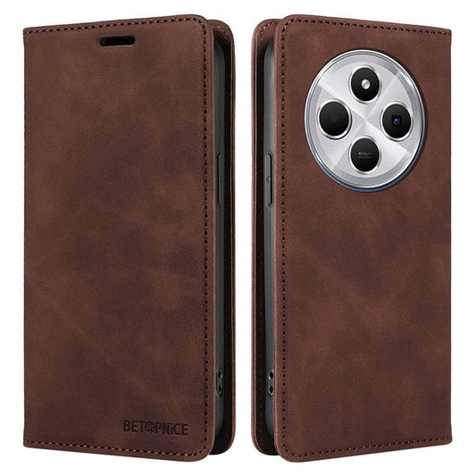 BETOPNICE 003 For Xiaomi Poco C75 4G / Redmi 14R 5G / 14C 4G Wallet Case Leather Phone Cover with Stand - Brown