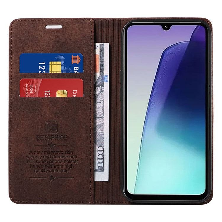 BETOPNICE 003 For Xiaomi Poco C75 4G / Redmi 14R 5G / 14C 4G Wallet Case Leather Phone Cover with Stand - Brown