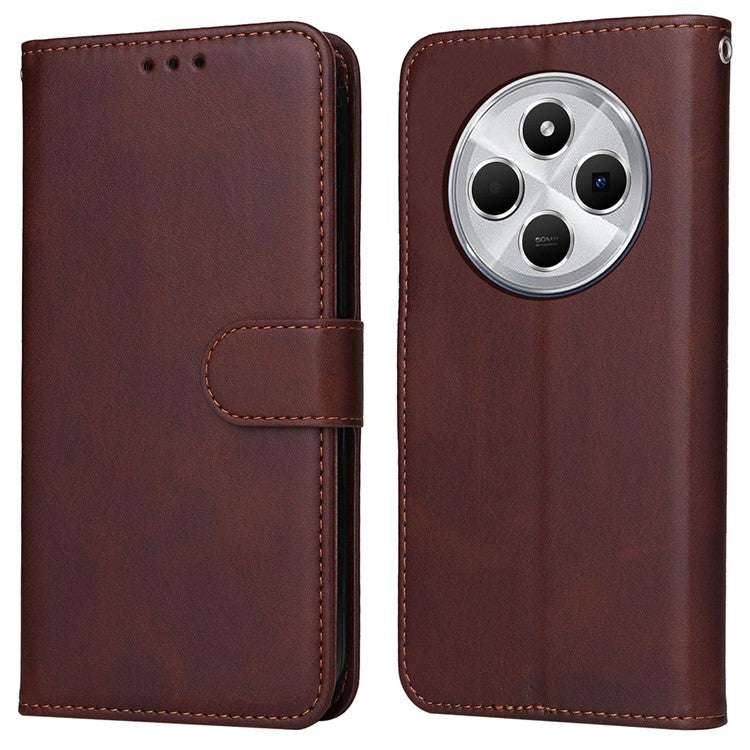 For Xiaomi Poco C75 4G / Redmi 14R 5G / 14C 4G Case Wallet PU Leather Folio Flip Phone Cover - Brown