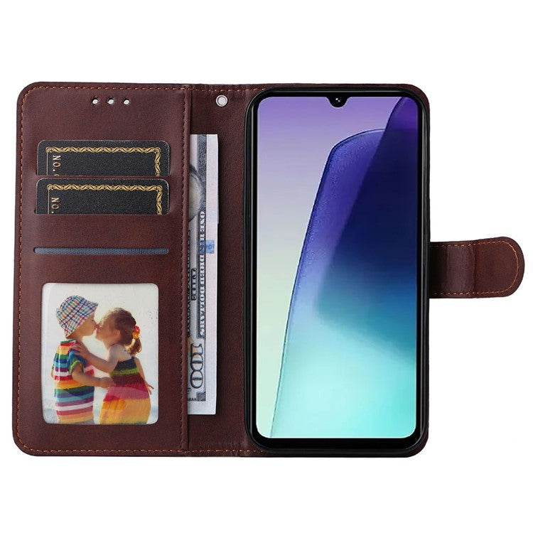 For Xiaomi Poco C75 4G / Redmi 14R 5G / 14C 4G Case Wallet PU Leather Folio Flip Phone Cover - Brown