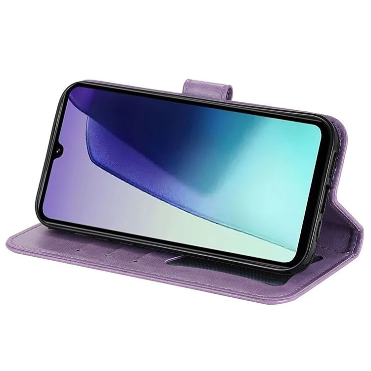 For Xiaomi Poco C75 4G / Redmi 14R 5G / 14C 4G Case PU Leather Wallet Floral Phone Cover Stand View - Purple