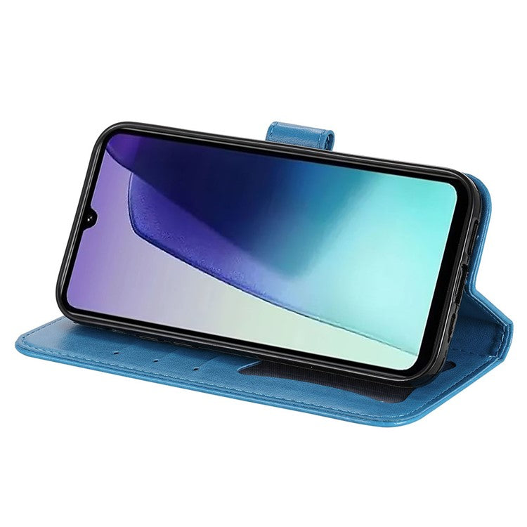 For Xiaomi Poco C75 4G / Redmi 14R 5G / 14C 4G Case PU Leather Wallet Floral Phone Cover Stand View - Blue