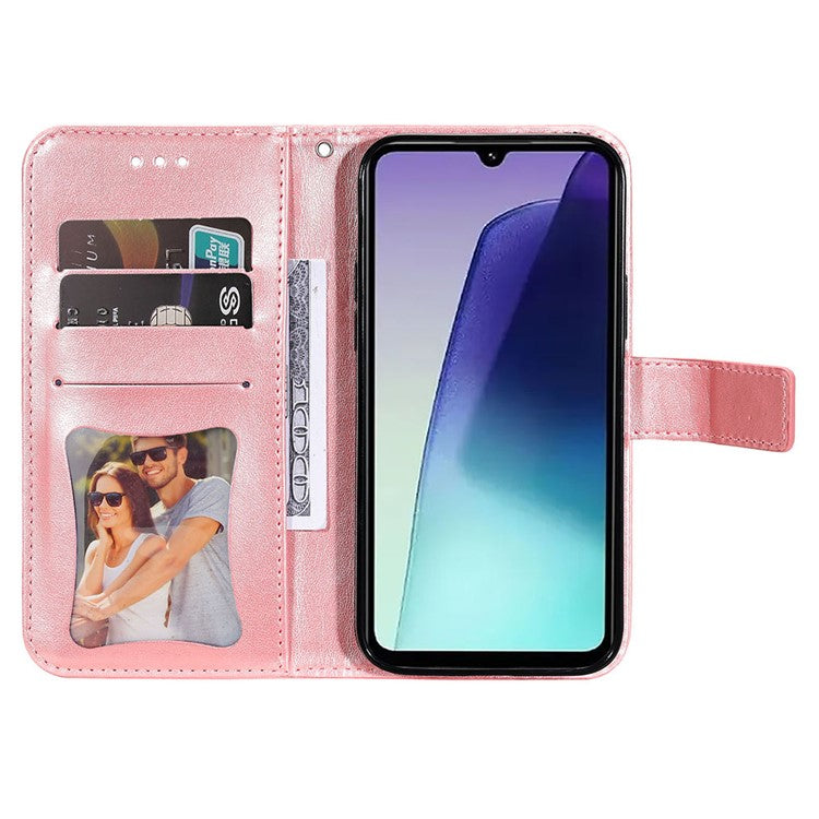 For Xiaomi Poco C75 4G / Redmi 14R 5G / 14C 4G Case PU Leather Wallet Floral Phone Cover Stand View - Pink