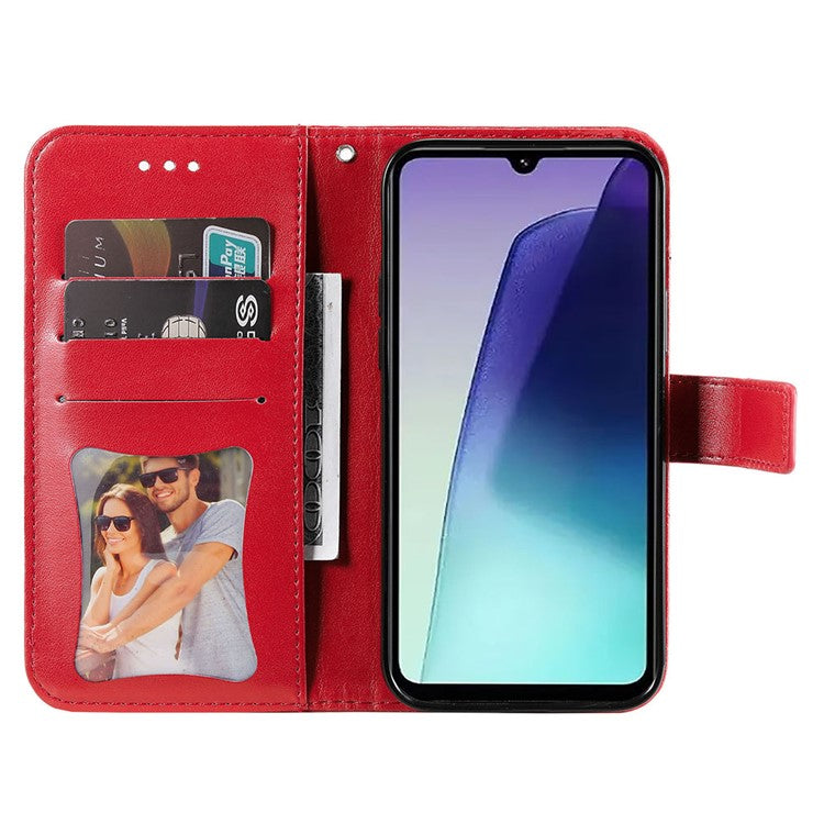 For Xiaomi Poco C75 4G / Redmi 14R 5G / 14C 4G Case PU Leather Wallet Floral Phone Cover Stand View - Red