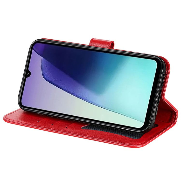 For Xiaomi Poco C75 4G / Redmi 14R 5G / 14C 4G Case PU Leather Wallet Floral Phone Cover Stand View - Red