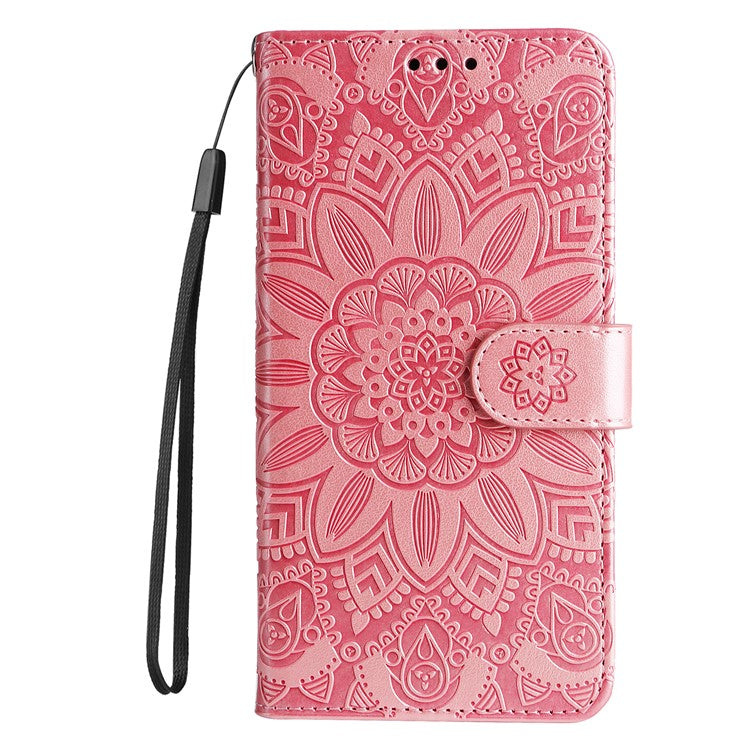 For Xiaomi Poco C75 4G / Redmi 14R 5G / 14C 4G Case Sunflower Imprint Leather Wallet Phone Cover - Pink
