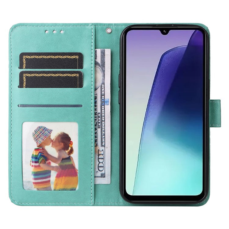 For Xiaomi Poco C75 4G / Redmi 14R 5G / 14C 4G Case Sunflower Imprint Leather Wallet Phone Cover - Green