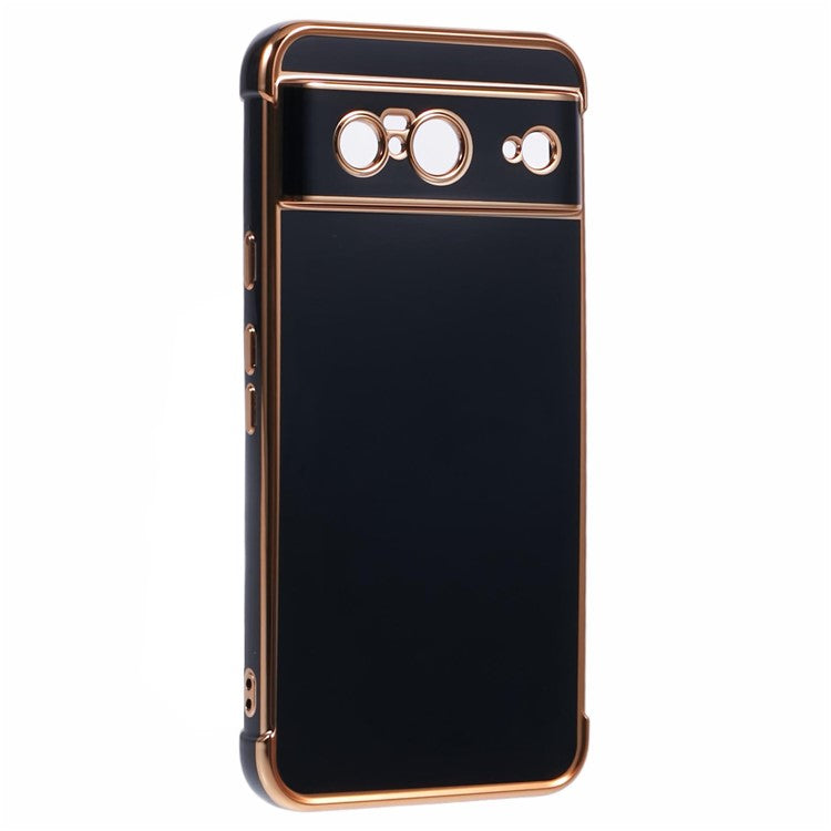 For Google Pixel 8 Case Electroplated Frame TPU Soft Phone Cover - Black