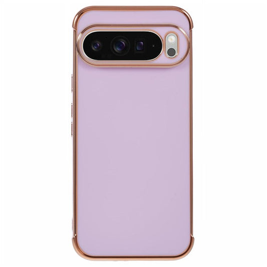 For Google Pixel 9 Pro XL Case Electroplated Frame TPU Soft Phone Cover - Purple