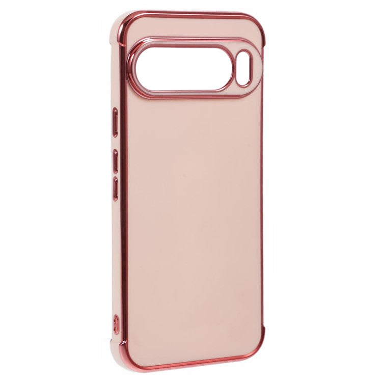 For Google Pixel 9 Pro XL Case Electroplated Frame TPU Soft Phone Cover - Pink