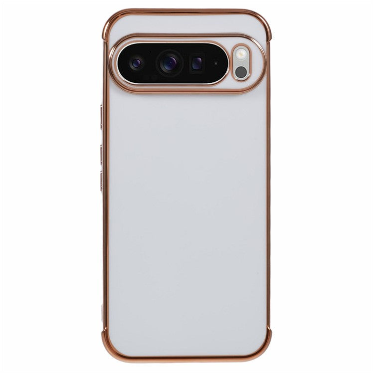 For Google Pixel 9 Pro XL Case Electroplated Frame TPU Soft Phone Cover - Ivory White