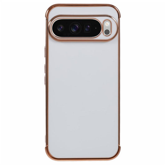For Google Pixel 9 Pro XL Case Electroplated Frame TPU Soft Phone Cover - Ivory White