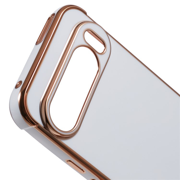 For Google Pixel 9 Pro XL Case Electroplated Frame TPU Soft Phone Cover - Ivory White