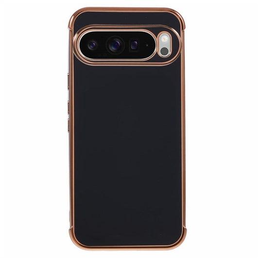 For Google Pixel 9 Pro XL Case Electroplated Frame TPU Soft Phone Cover - Black