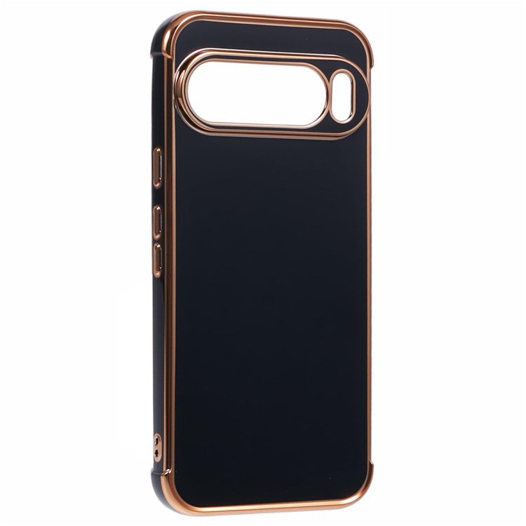 For Google Pixel 9 Pro XL Case Electroplated Frame TPU Soft Phone Cover - Black