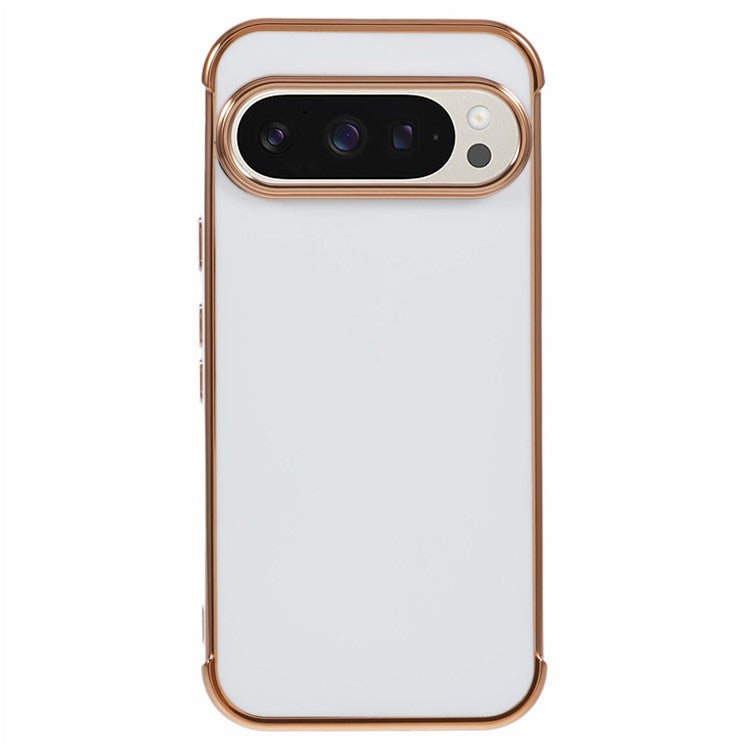For Google Pixel 9 / Pixel 9 Pro Case Electroplated Frame TPU Soft Phone Cover - Ivory White