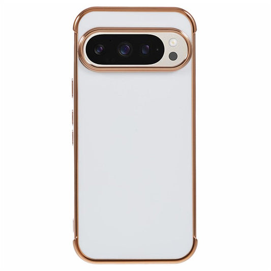 For Google Pixel 9 / Pixel 9 Pro Case Electroplated Frame TPU Soft Phone Cover - Ivory White