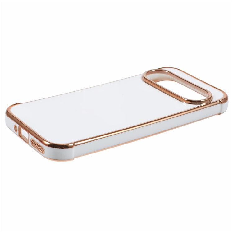 For Google Pixel 9 / Pixel 9 Pro Case Electroplated Frame TPU Soft Phone Cover - Ivory White