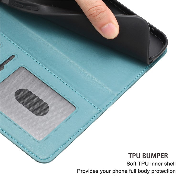For iPhone 16e Case Flower Imprint Leather Flip Wallet Phone Cover with Wrist Strap - Blackish Green