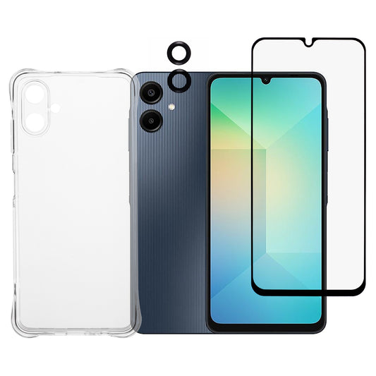 For Samsung Galaxy A06 Case TPU Phone Cover with Screen Protector + Camera Lens Film