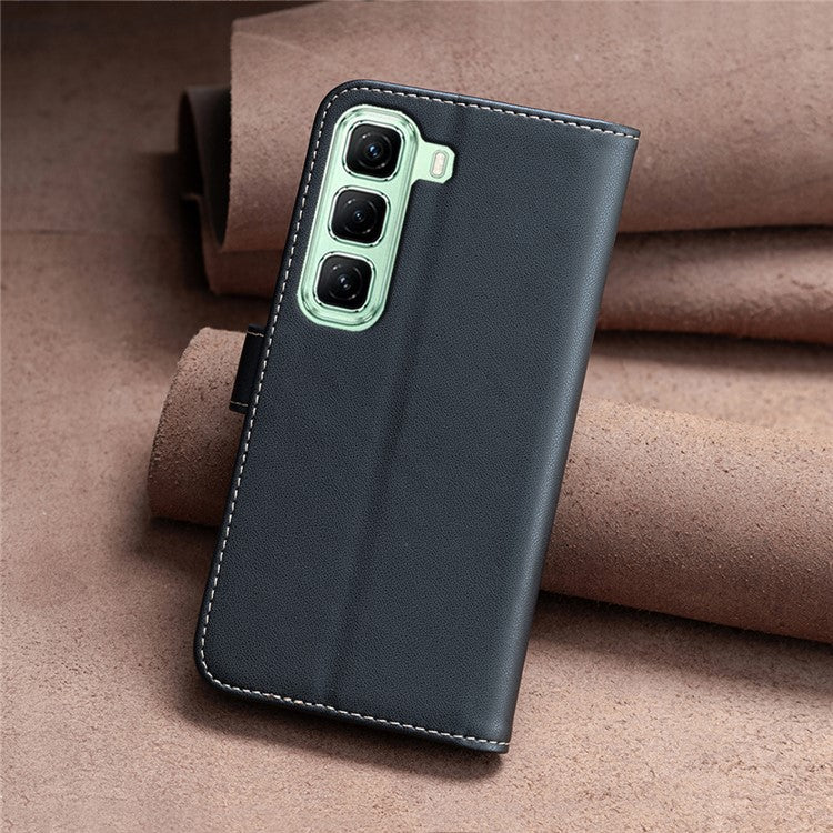 BINFEN COLOR BF17 For Infinix Hot 50 5G Case Wallet Folio Flip Leather Cover - Black