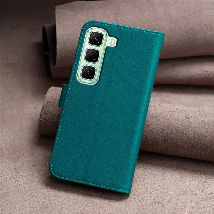 BINFEN COLOR BF17 For Infinix Hot 50 5G Case Wallet Folio Flip Leather Cover - Green