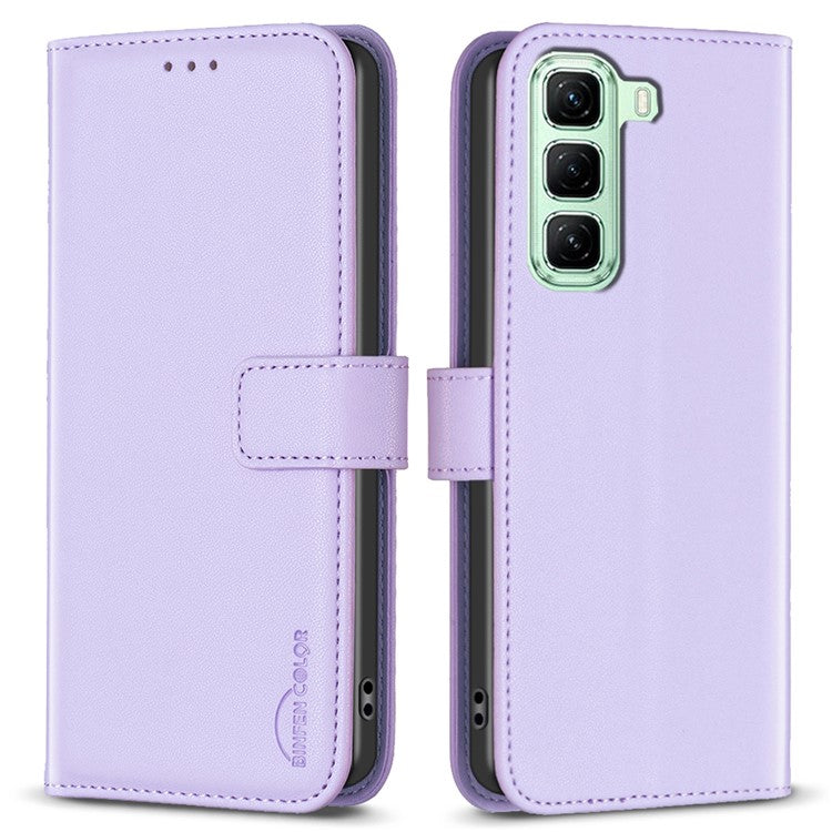 BINFEN COLOR BF17 For Infinix Hot 50 5G Case Wallet Folio Flip Leather Cover - Purple