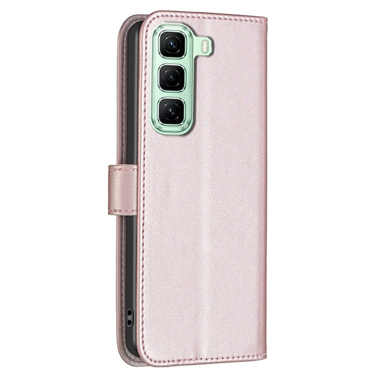 BINFEN COLOR BF17 For Infinix Hot 50 5G Case Wallet Folio Flip Leather Cover - Rose Gold