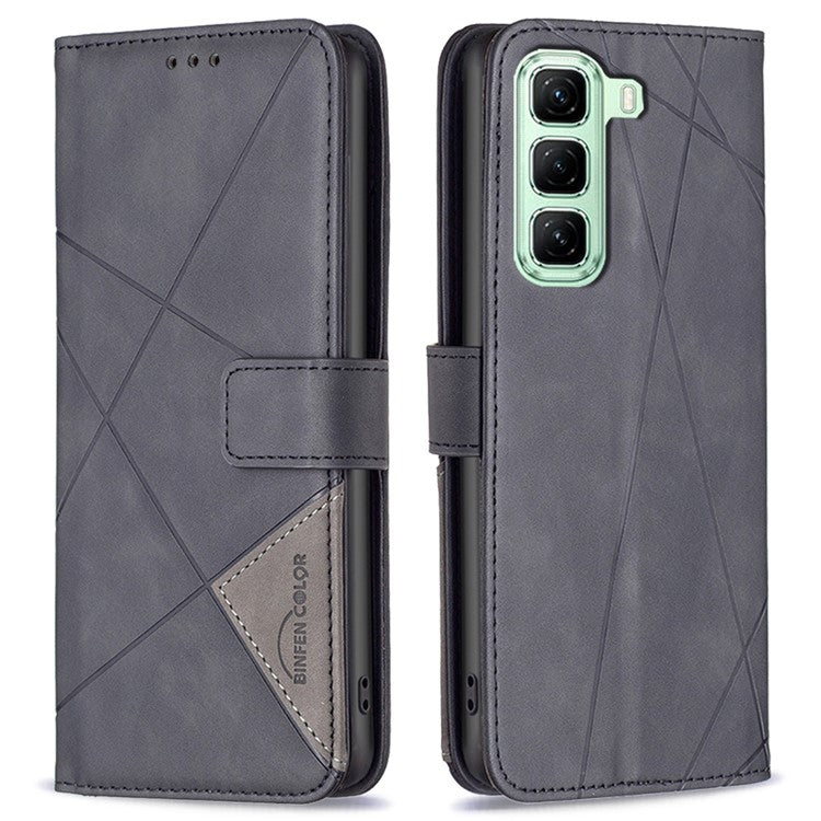 BINFEN COLOR BF05 For Infinix Hot 50 5G Case Leather Phone Cover Wallet Stand - Black