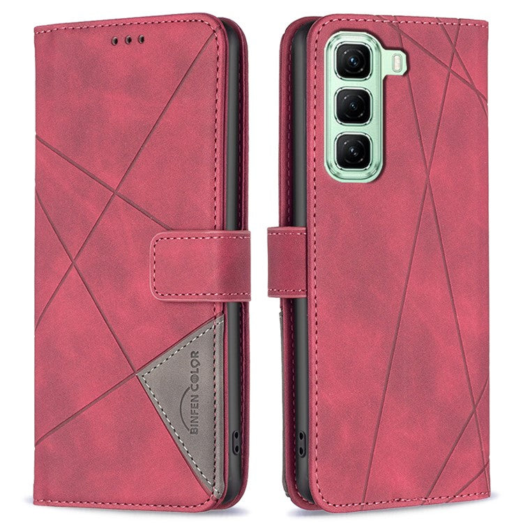 BINFEN COLOR BF05 For Infinix Hot 50 5G Case Leather Phone Cover Wallet Stand - Red