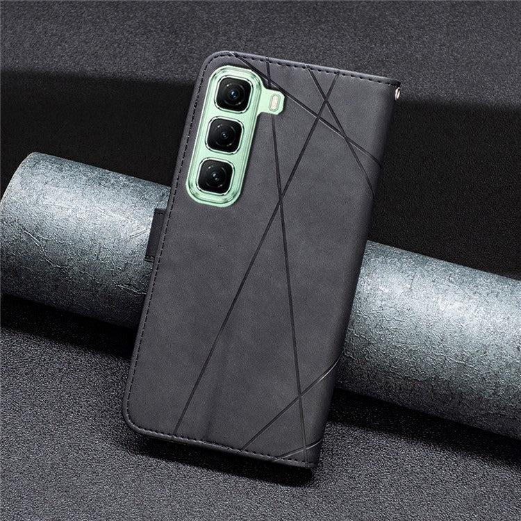 BINFEN COLOR BF05 For Infinix Hot 50 4G Case Leather Phone Cover Wallet Stand - Black