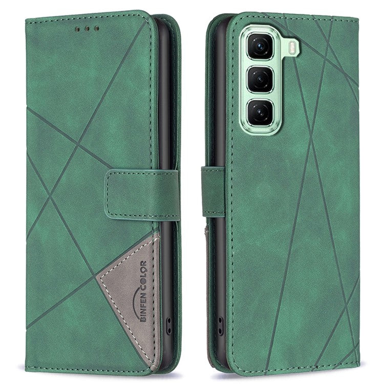 BINFEN COLOR BF05 For Infinix Hot 50 4G Case Leather Phone Cover Wallet Stand - Green