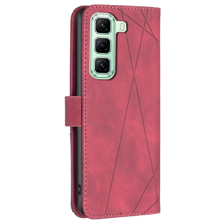 BINFEN COLOR BF05 For Infinix Hot 50 4G Case Leather Phone Cover Wallet Stand - Red