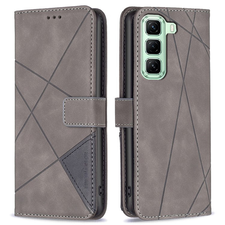 BINFEN COLOR BF05 For Infinix Hot 50 4G Case Leather Phone Cover Wallet Stand - Grey