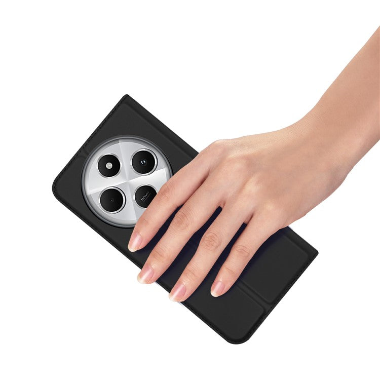 DUX DUCIS Skin Pro Series For Xiaomi Poco C75 4G / Redmi 14R 5G / 14C 4G Case Leather Cover Card Holder - Black