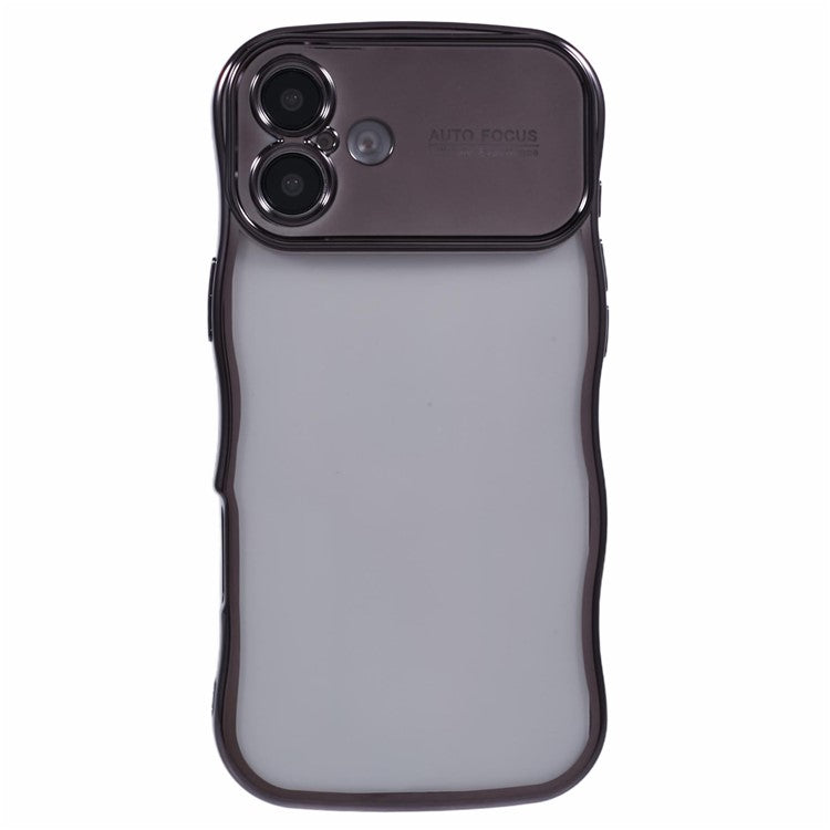 For iPhone 16 Plus Case Electroplating Curly Frame TPU Clear Phone Cover - Black