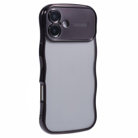 For iPhone 16 Case Electroplating Curly Frame TPU Clear Phone Cover - Black