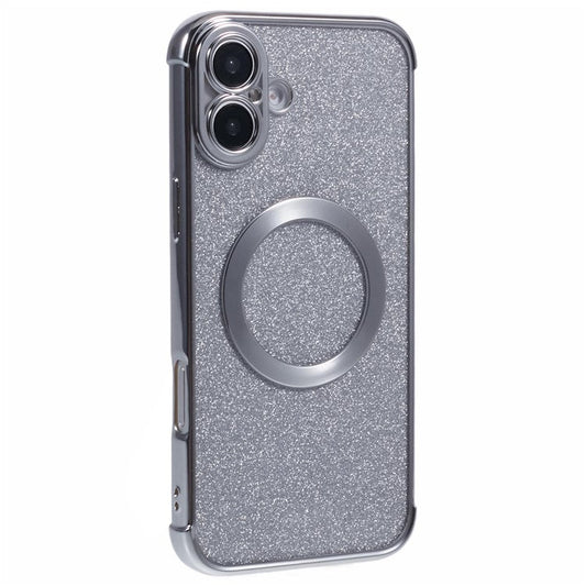 For iPhone 16 Plus Case Electroplating Glitter TPU Clear Phone Cover Compatible with MagSafe - Silver