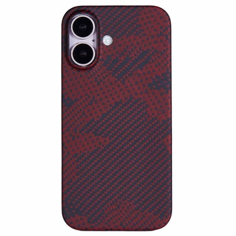 For iPhone 16 Plus Case Ultra-Thin Camouflage Red Aramid Fiber Phone Cover (Big Lens Hole)