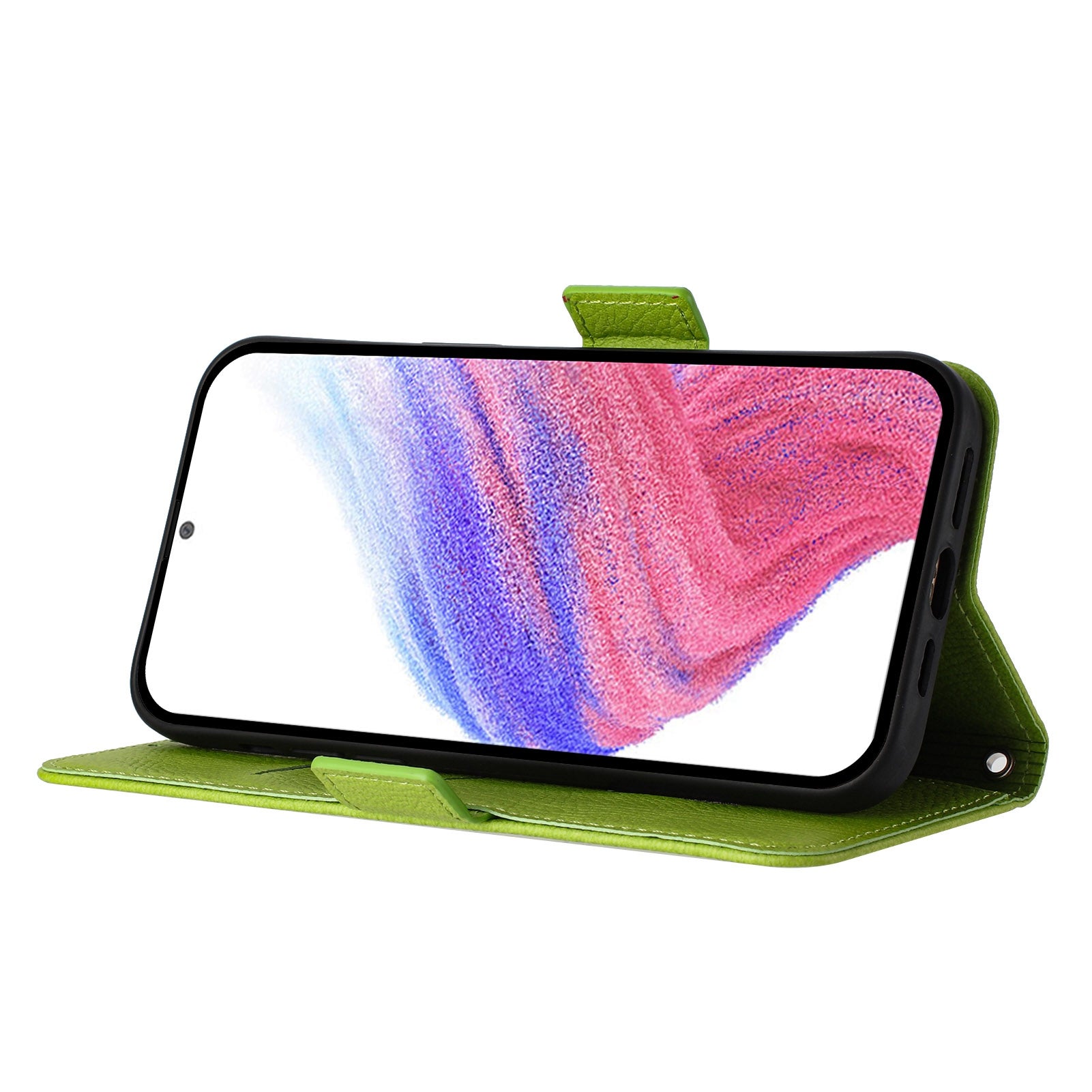 For Samsung Galaxy A16 5G / A16 4G Case Rose Imprinted RFID Blocking Leather Phone Cover with Strap - Green